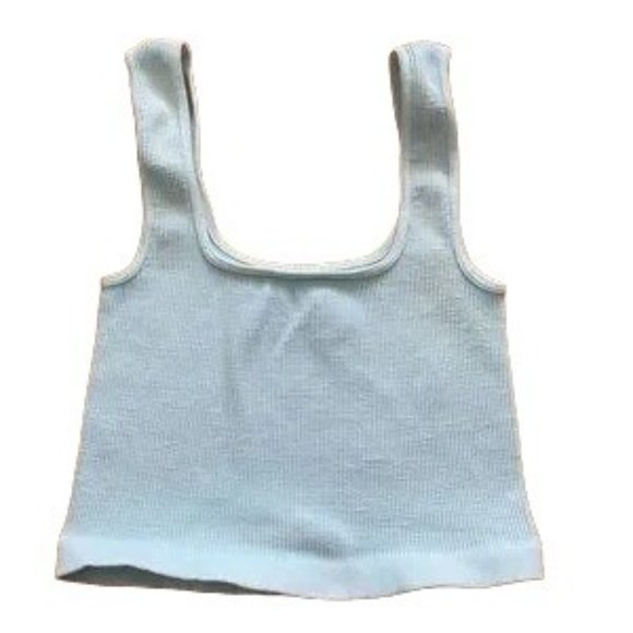 FREE PEOPLE HAPPINESS RUNS MINT GREEN SQUARE NECK CROP SZ: XS/S M/L NWOT - Picture 7 of 10